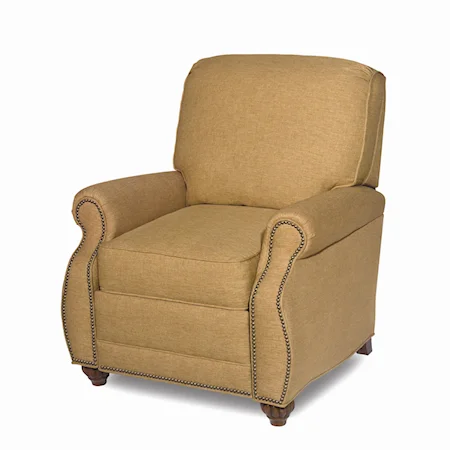 Traditional Recliner with Nailhead Trim and Turned Feet